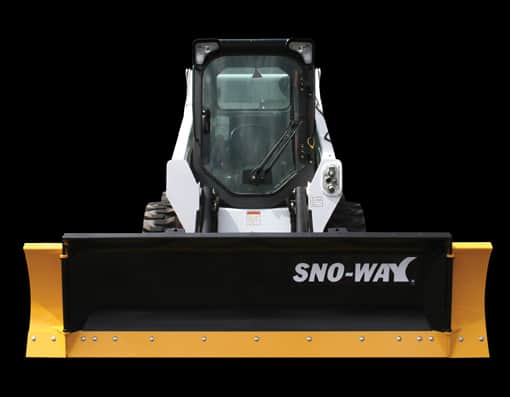 Sno-Way 29RVHDSKD Snow Plow on A White Skid Steer