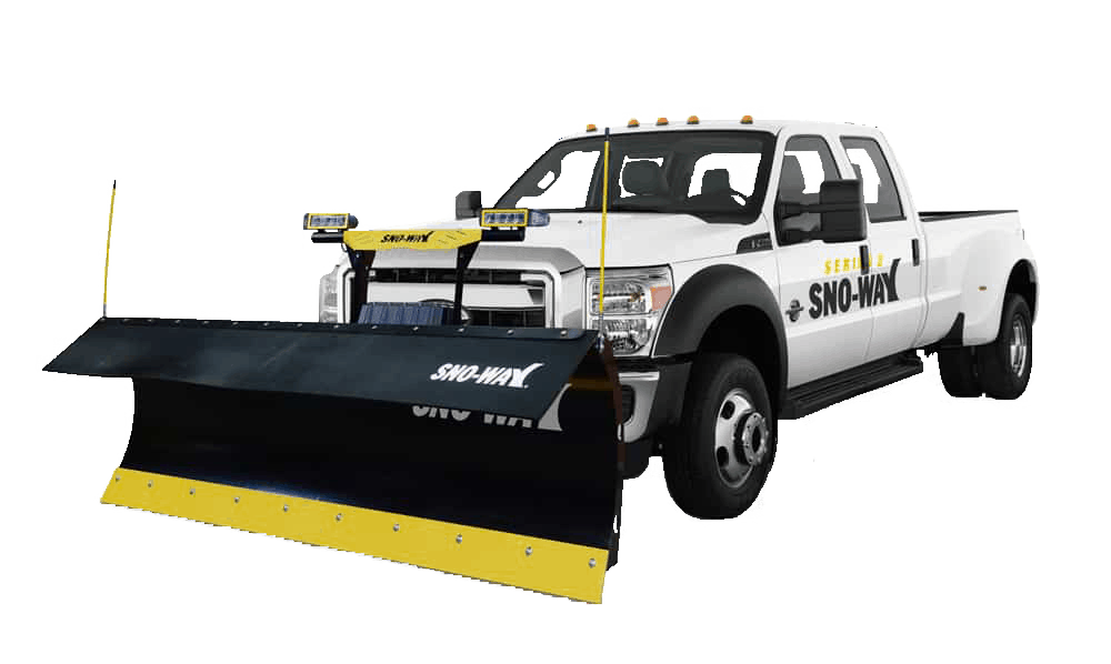 Sno-Way 32C snow plow on a white Ford F-350 truck