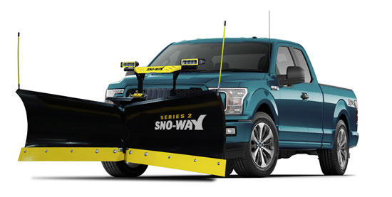 V-plow on a blue truck