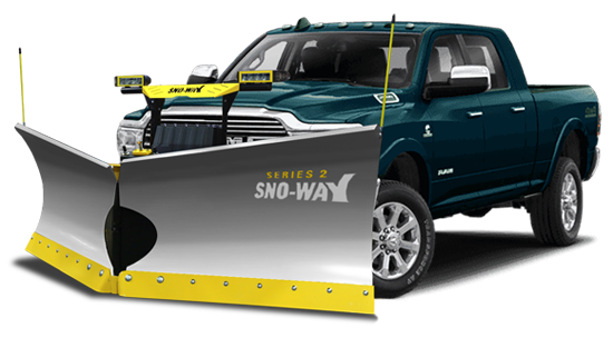 Stainless Steel V-Plow on a Blue Ford-F150 - F-150 Snow Plow