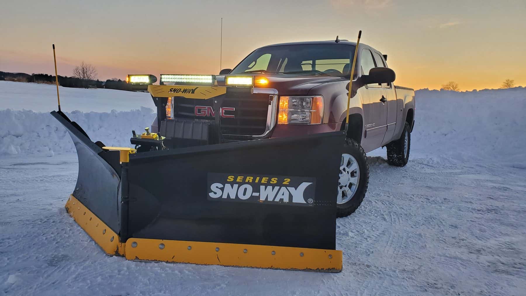 29VHD Snow Plow on a red GMC 2500 truck