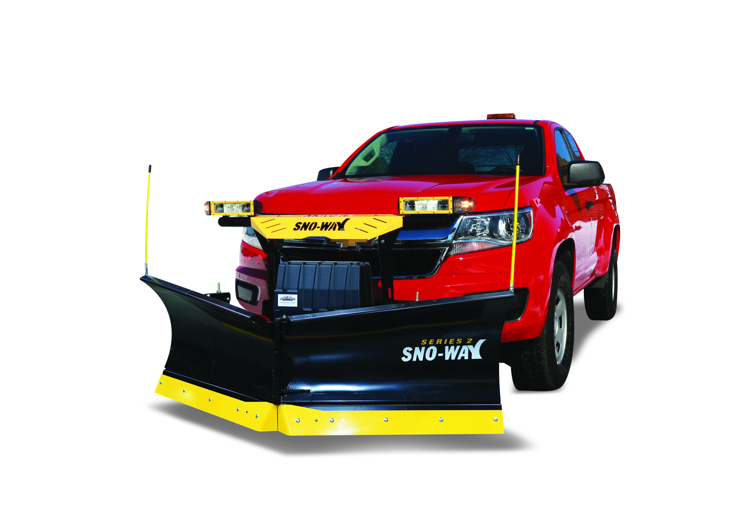 22V Snow Plow On a Red Truck